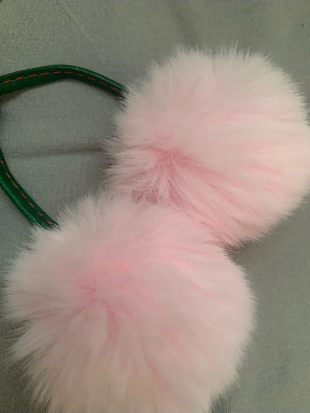 🆕- Pink Pom Pom Cherry Bag Charm Or Keychain with Green Leaf Accent